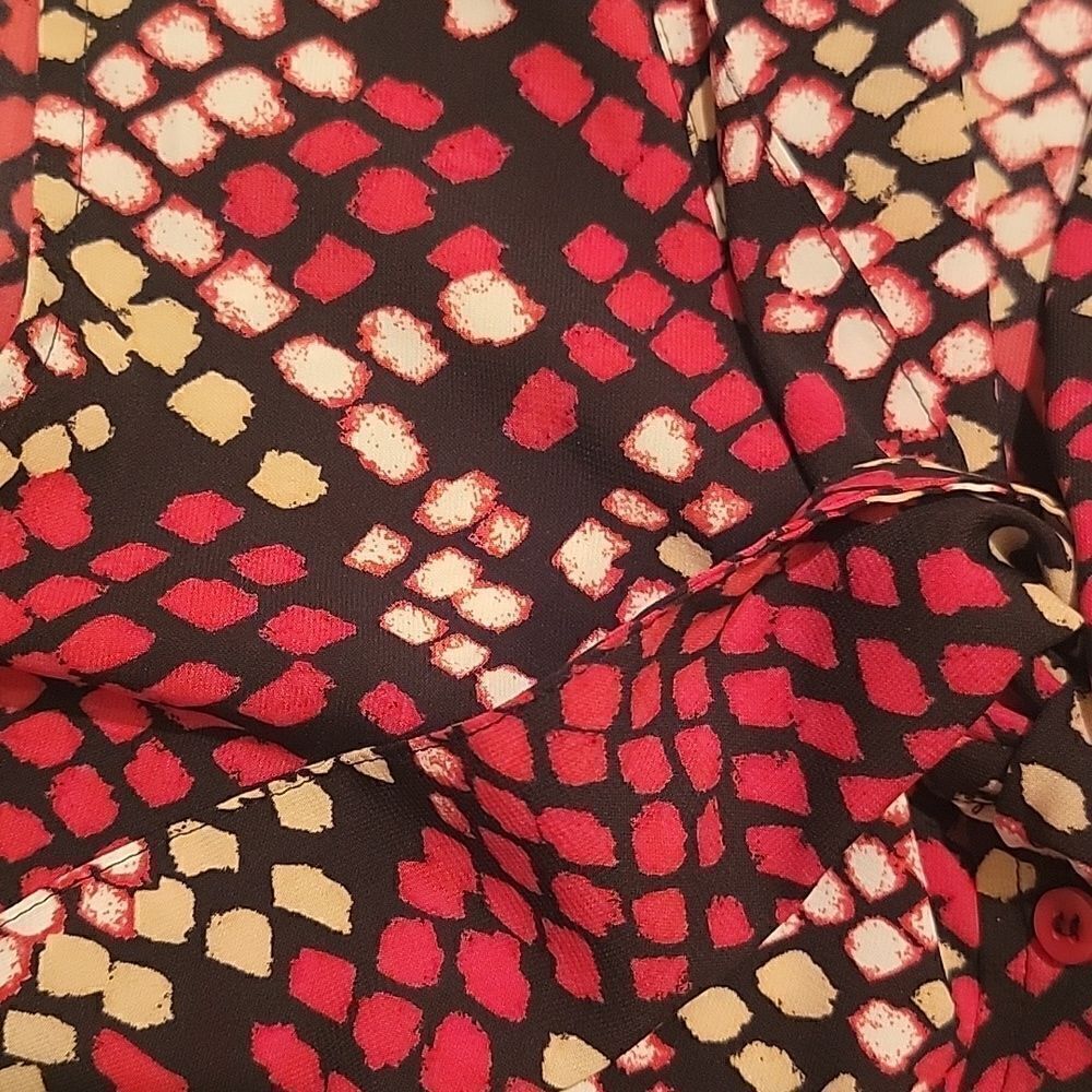 Calvin Klien geometric tie neck sleeveless blouse sz med - Picture 7 of 8